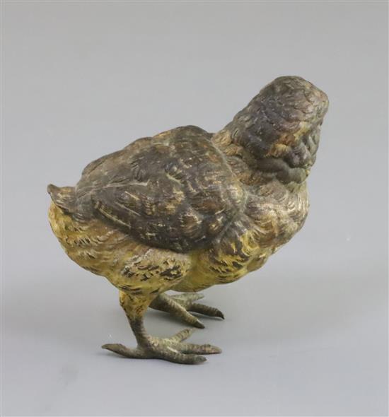 A 19th century Austrian cold painted bronze model of a fledgling, 3.5in.
